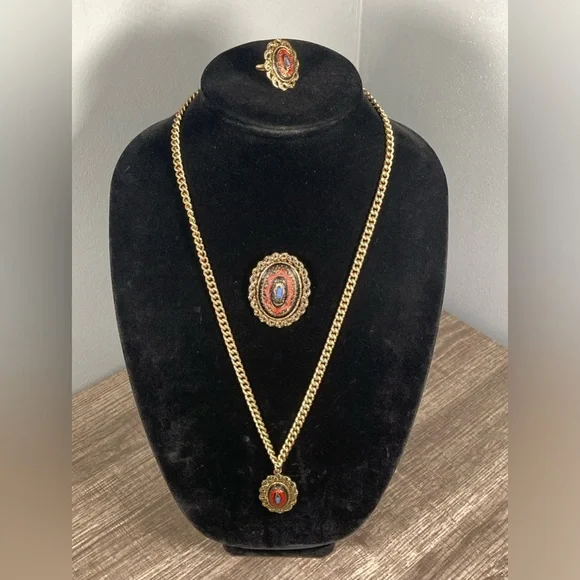 OLD VIENNA Sarah Cov Coventry Set Necklace & Detachable Brooch Ring Vintage - Picture 1 of 12